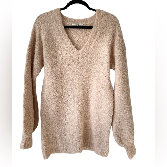 Revolve TULAROSA Wool Alpaca Blend Bubble Sleeve V Neck Sweater Dress - Picture 2 of 16